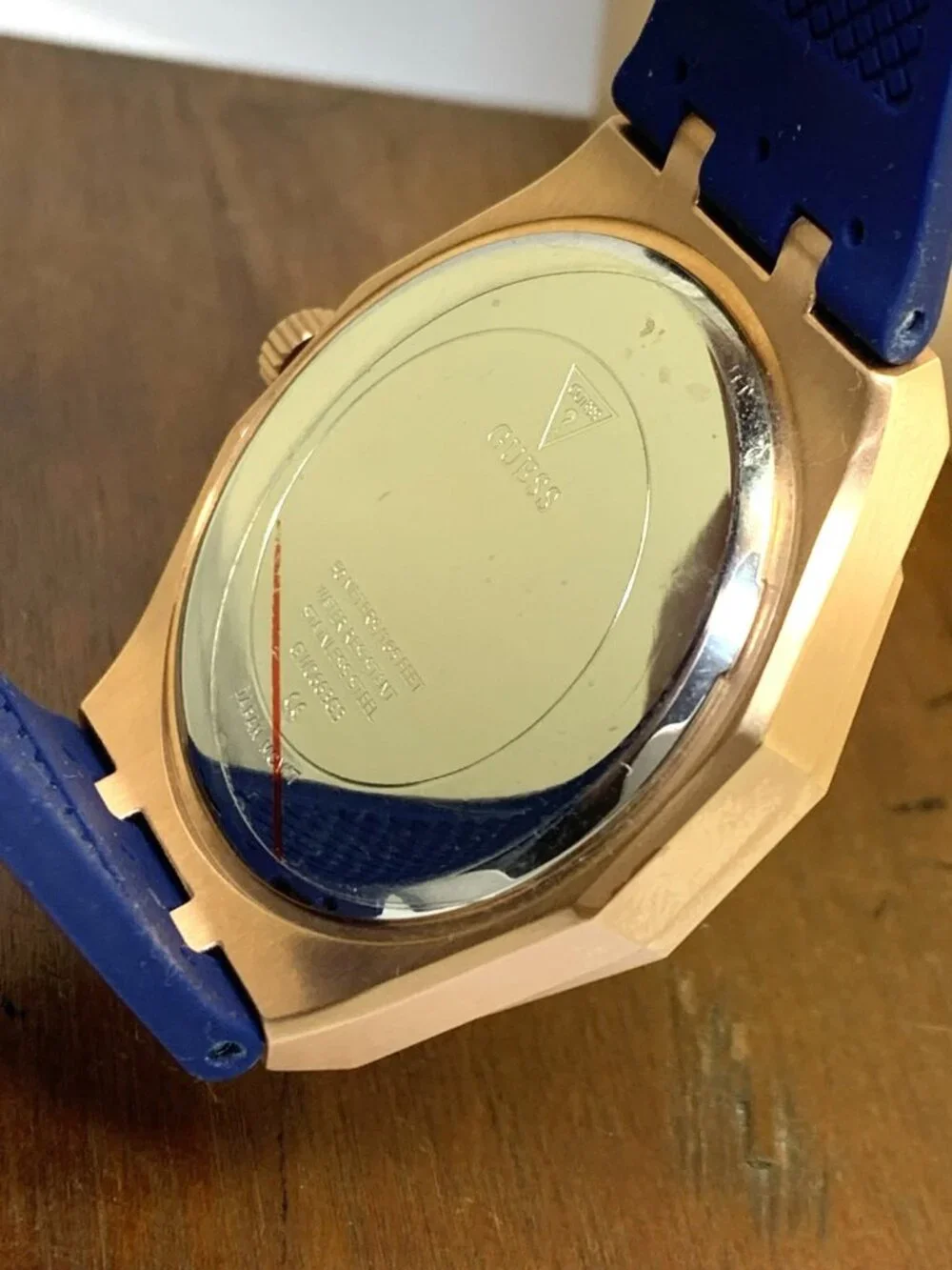 Guess Men's Watch GW0663G3 Quartz Rose Gold Blue Dial Steel Rubber Strap 42mm